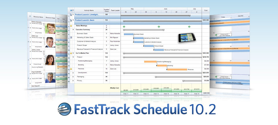 FastTrack Schedule 10.2 Schedule, Resource, Calendar views
