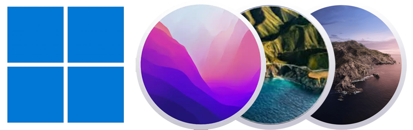 Windows 11 macOS 12 Monterey macOS 11 Big Sur macOS 10.15 Catalina Logos